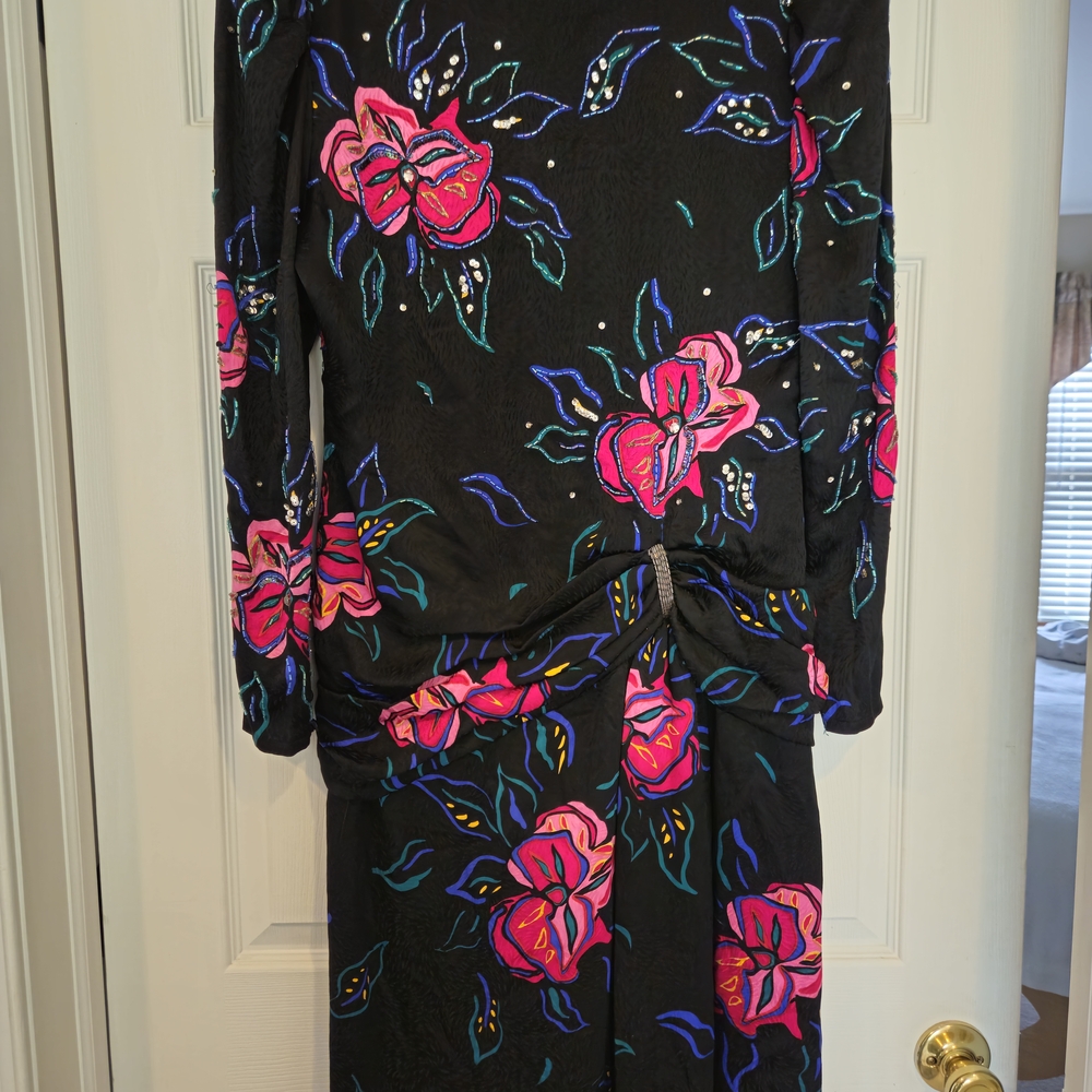 Saks Fifth Avenue Black Floral Midi Dress